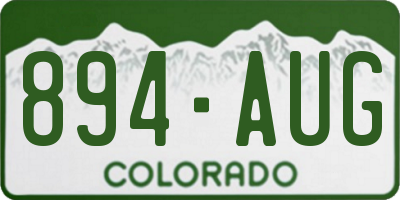 CO license plate 894AUG