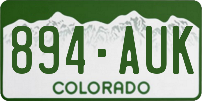 CO license plate 894AUK