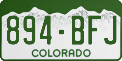 CO license plate 894BFJ