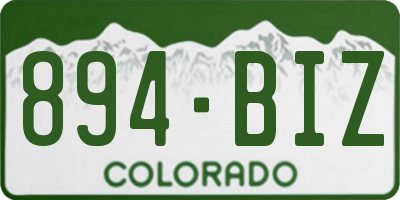 CO license plate 894BIZ