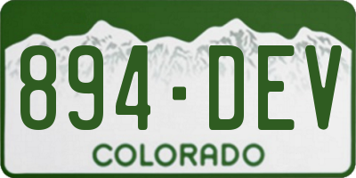 CO license plate 894DEV