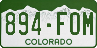 CO license plate 894FOM
