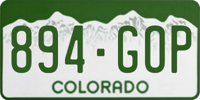 CO license plate 894GOP