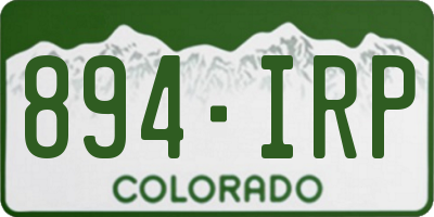 CO license plate 894IRP