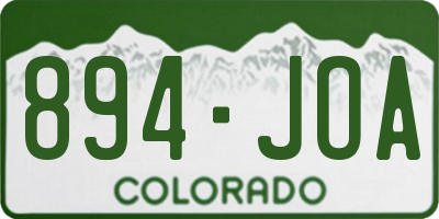 CO license plate 894JOA