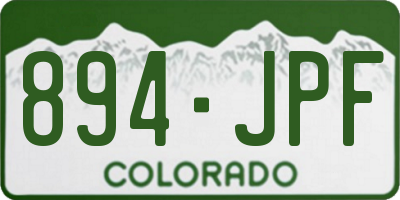 CO license plate 894JPF