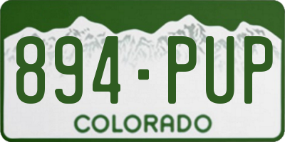 CO license plate 894PUP