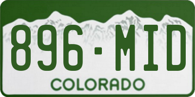 CO license plate 896MID