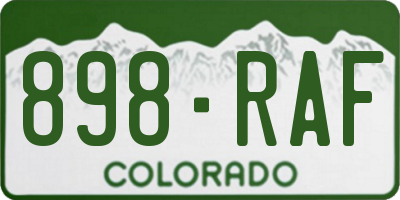 CO license plate 898RAF