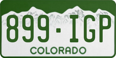 CO license plate 899IGP