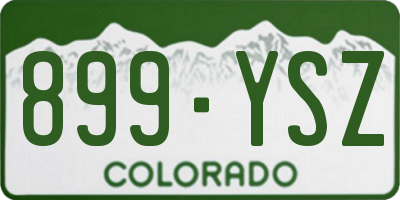CO license plate 899YSZ
