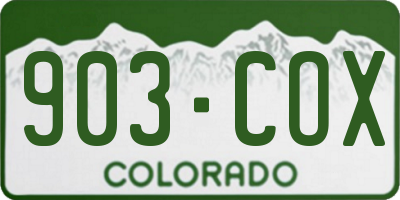 CO license plate 903COX