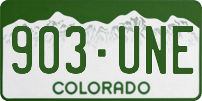 CO license plate 903UNE