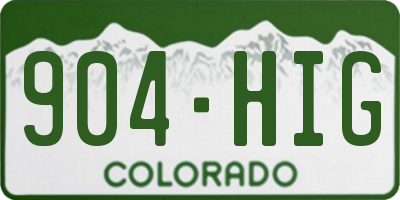 CO license plate 904HIG