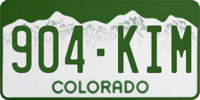CO license plate 904KIM