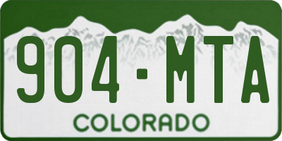 CO license plate 904MTA