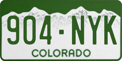 CO license plate 904NYK