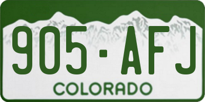 CO license plate 905AFJ