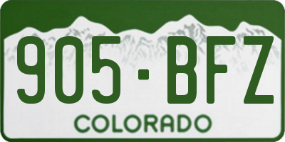 CO license plate 905BFZ