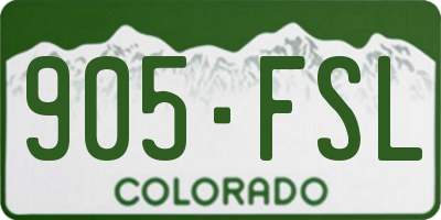 CO license plate 905FSL