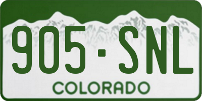CO license plate 905SNL