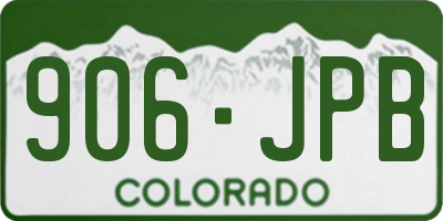 CO license plate 906JPB