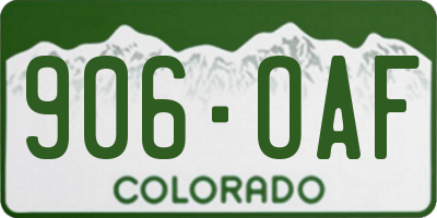 CO license plate 906OAF
