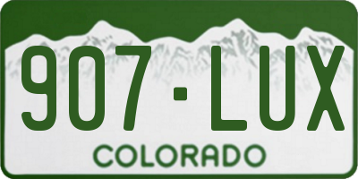 CO license plate 907LUX