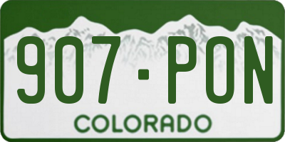 CO license plate 907PON