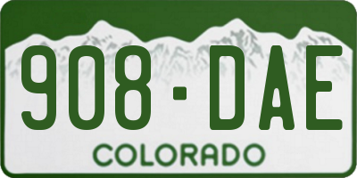 CO license plate 908DAE