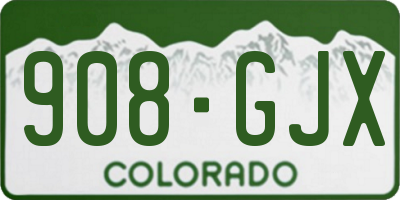 CO license plate 908GJX