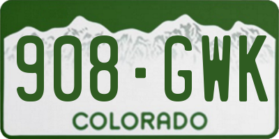 CO license plate 908GWK