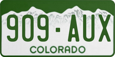 CO license plate 909AUX