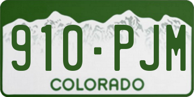 CO license plate 910PJM