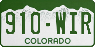 CO license plate 910WIR
