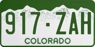 CO license plate 917ZAH