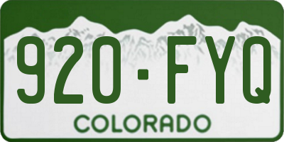 CO license plate 920FYQ