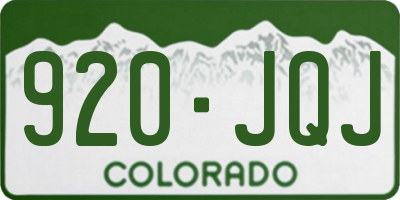 CO license plate 920JQJ