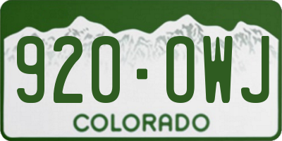 CO license plate 920OWJ