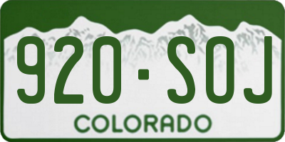 CO license plate 920SOJ