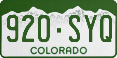 CO license plate 920SYQ