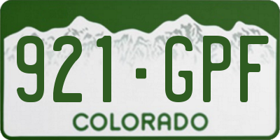 CO license plate 921GPF