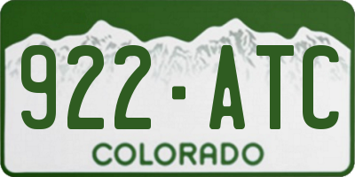 CO license plate 922ATC