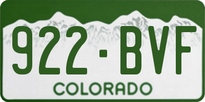 CO license plate 922BVF