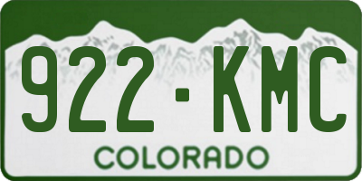 CO license plate 922KMC