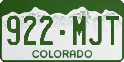 CO license plate 922MJT
