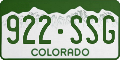 CO license plate 922SSG