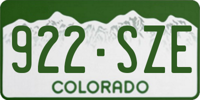 CO license plate 922SZE