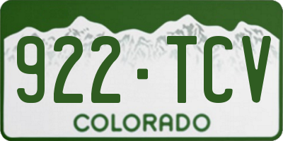 CO license plate 922TCV