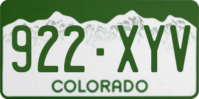 CO license plate 922XYV